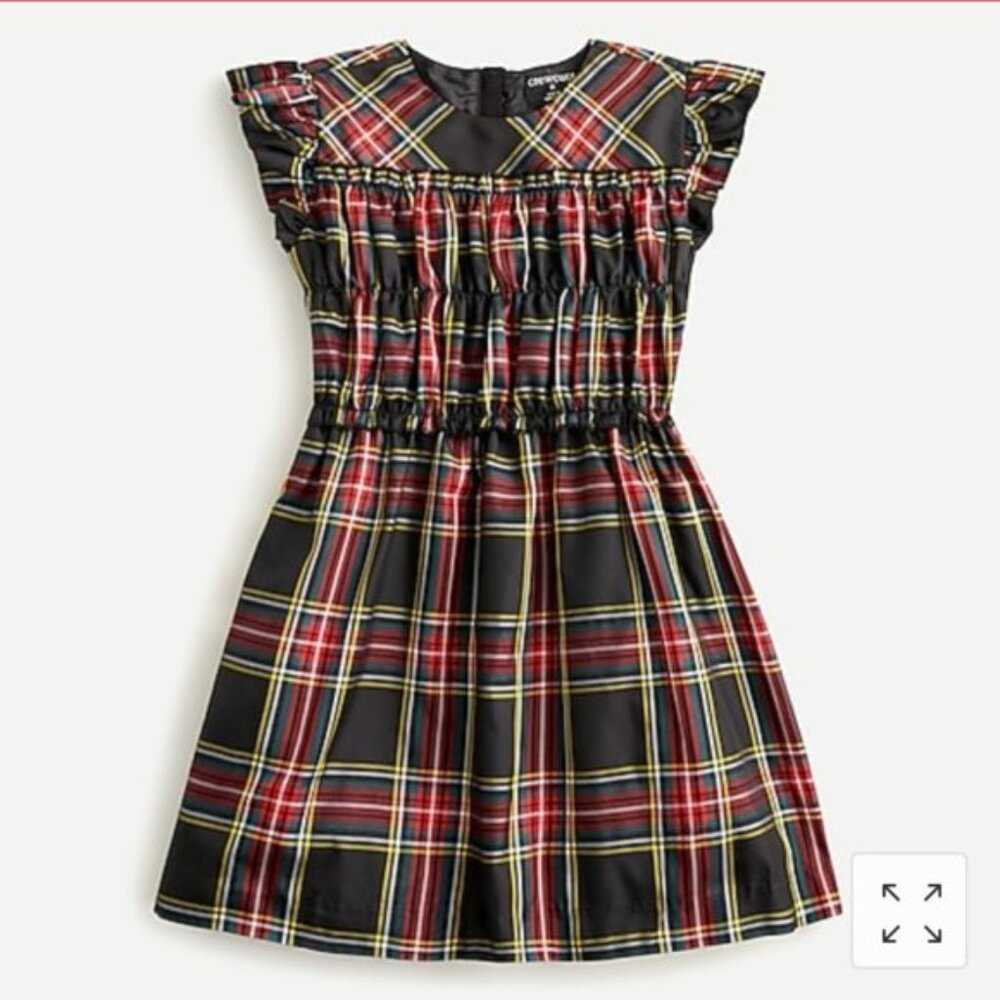 Crewcuts Girls dress smocked in Stewart Tartan J.Crew plaid red 8 black checker